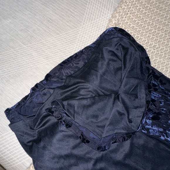 Marvelous Moi Navy Blue Burnout Velvet One-Shoulder Maxi Dress - Picture 7 of 7